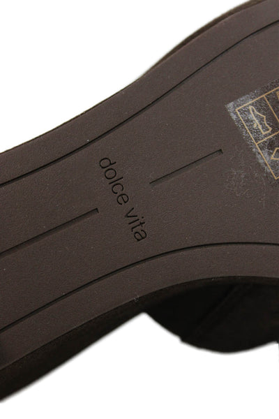 Dolce Vita Womens Suede Slide On Wedge Sandals Brown Size 9