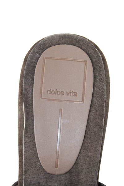 Dolce Vita Womens Suede Slide On Wedge Sandals Brown Size 9
