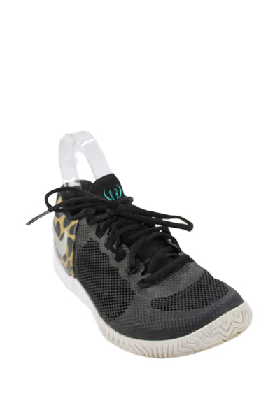 Nike Womens Flare 2 HC Animal Print Tennis Athletic Sneakers Black Size 6