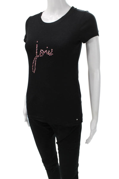 Sonia Rykiel Women Basic Black Cotton Crew Neck Short Sleeve T-Shirt Size S