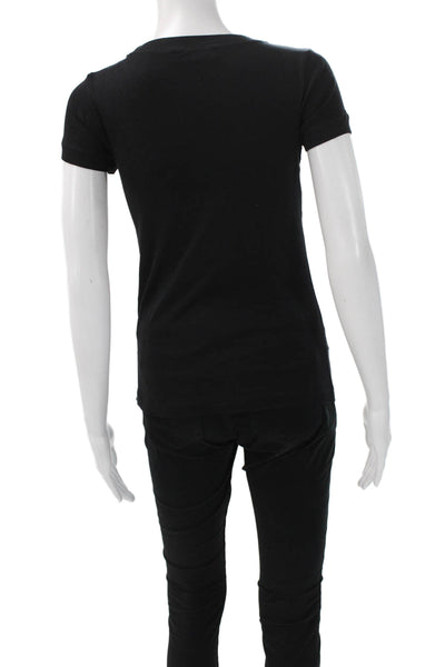 Sonia Rykiel Women Basic Black Cotton Crew Neck Short Sleeve T-Shirt Size S