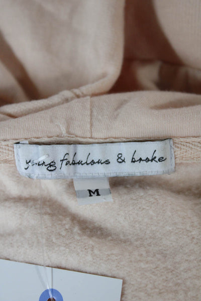 Young Fabulous & Broke Womens Full Zip Hoodie Pink Cotton Size M