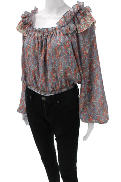 Entro Women Cropped Floral Off Shoulder Blouse Multicolor Size M