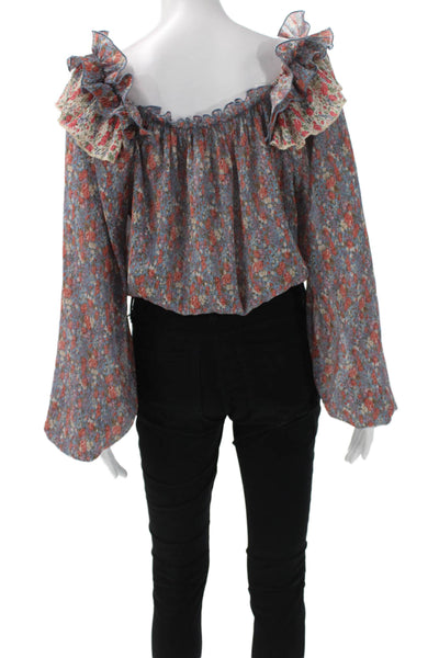 Entro Women Cropped Floral Off Shoulder Blouse Multicolor Size M