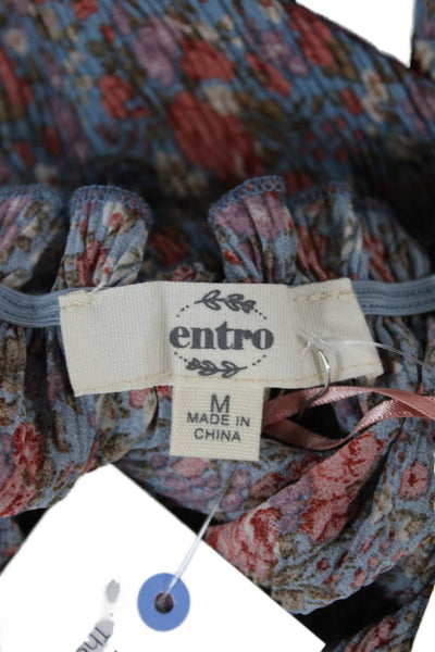 Entro Women Cropped Floral Off Shoulder Blouse Multicolor Size M