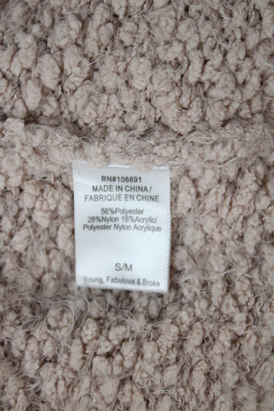 Young Fabulous & Broke Womens Cowl Neck Pullover Sweater Beige Polyester Size S