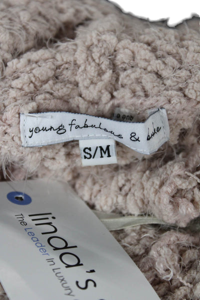 Young Fabulous & Broke Womens Cowl Neck Pullover Sweater Beige Polyester Size S