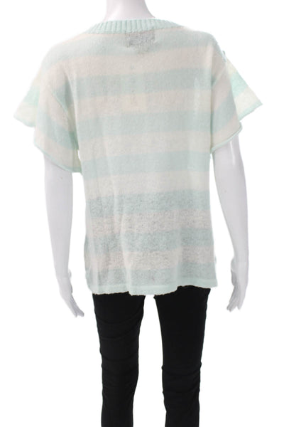 Wildfox Womens White Striped Pullover Sweater Crewneck Short Sleeve Size XS