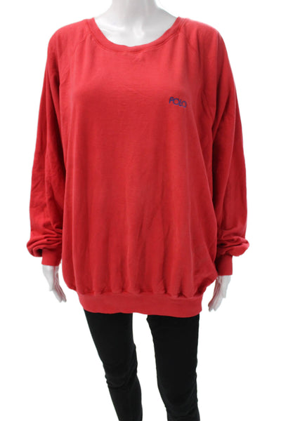 Polo Ralph Lauren Unisex Pullover Sweatshirt Red Cotton Long Sleeve Size L