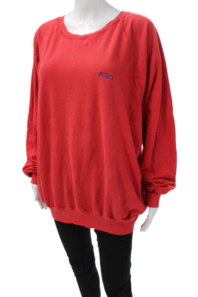 Polo Ralph Lauren Unisex Pullover Sweatshirt Red Cotton Long Sleeve Size L