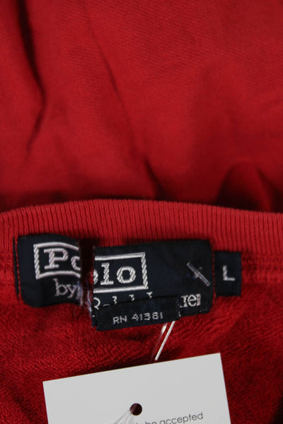 Polo Ralph Lauren Unisex Pullover Sweatshirt Red Cotton Long Sleeve Size L