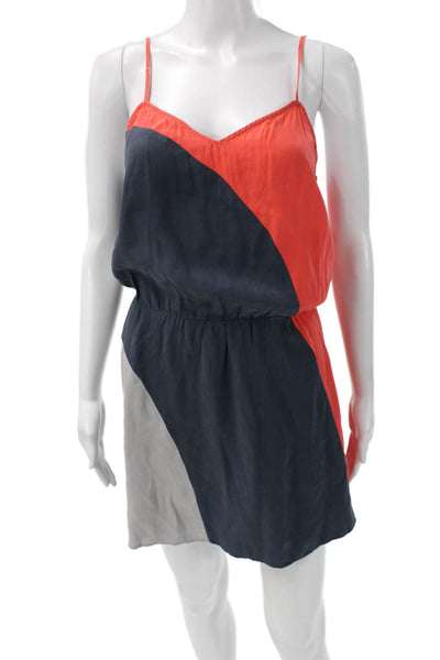 Parker Womens Slip Dress Multicolor Silk Colorblock Sleeveless Short Size M