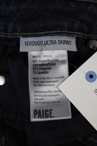 Paige Womens Skinny Jeans Blue Mid Rise Rayon Inseam 27 Size 30