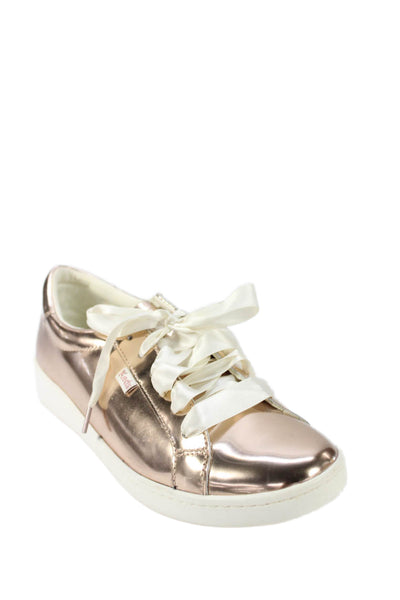 Keds x Kate Spade Satin Ribbon Lace Up Low Top Metallic Gold Sneakers Size 9.5