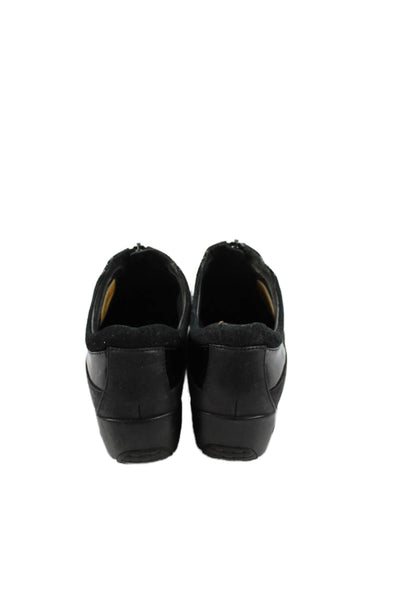 Cole Haan Womens Patent Leather Zipper Front Waterproof Flats Black Size 8 B