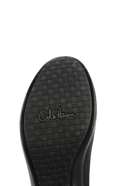Cole Haan Womens Patent Leather Zipper Front Waterproof Flats Black Size 8 B