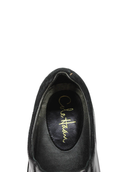 Cole Haan Womens Patent Leather Zipper Front Waterproof Flats Black Size 8 B