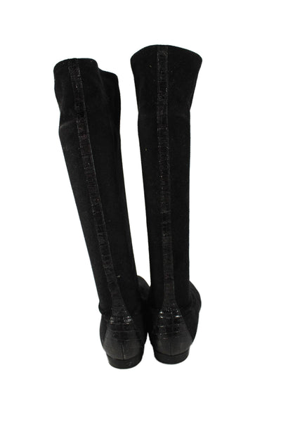 Donald J Pliner Womens Suede Knee High Pull On Boots Black Size 8 Medium