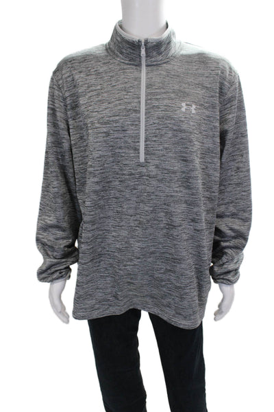 Under Armour Mens Gray Mock Neck Pullover Jacket Zip Long Sleeve Size 2XL