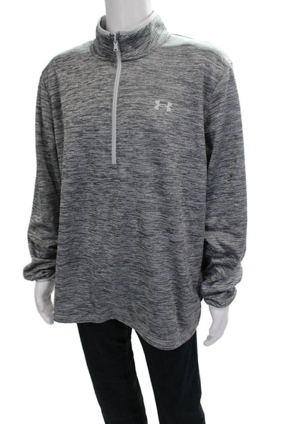 Under Armour Mens Gray Mock Neck Pullover Jacket Zip Long Sleeve Size 2XL