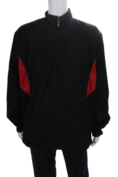 Bobby Jones Mens Windbreaker Black Colorblock Long Sleeve Pullover Size 2XL
