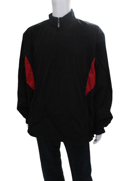 Bobby Jones Mens Windbreaker Black Colorblock Long Sleeve Pullover Size 2XL