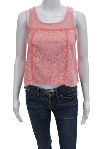 Free People Women Cropped Tank Pink Geometric Sleeveless Size S