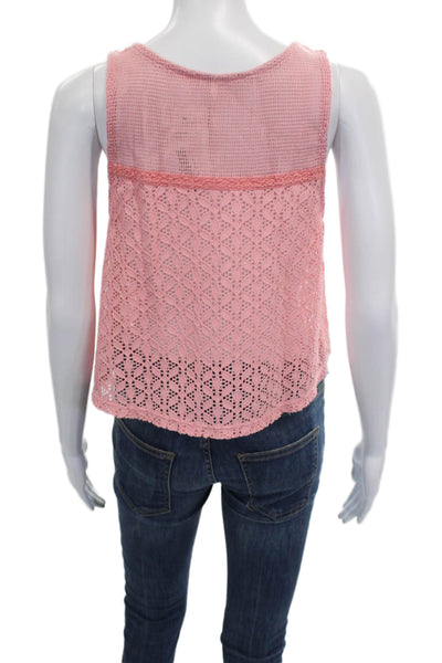 Free People Women Cropped Tank Pink Geometric Sleeveless Size S