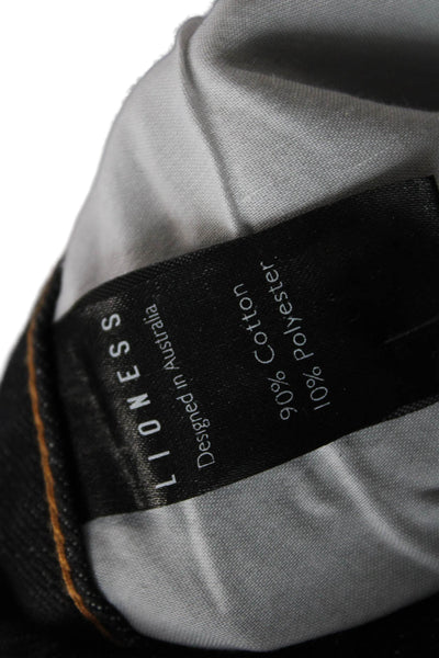 Lioness Womens Straight Jeans Black High Rise Cotton Button Size S