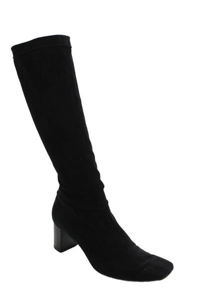 Robert Clergerie Womens Suede Square Toe Knee High Boots Black Size 9.5 B