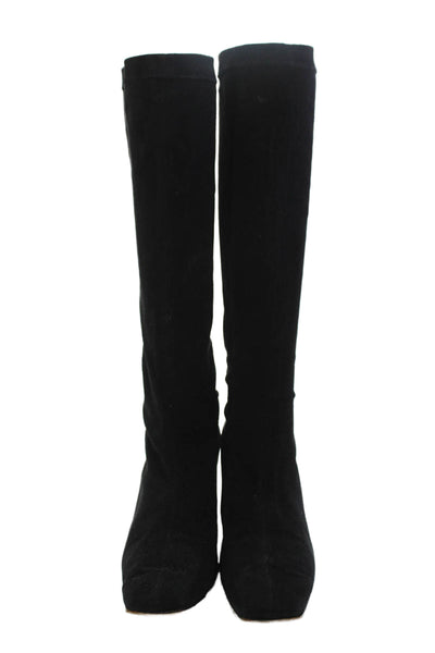 Robert Clergerie Womens Suede Square Toe Knee High Boots Black Size 9.5 B