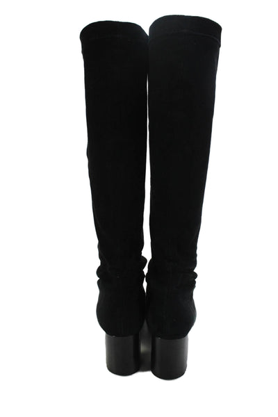 Robert Clergerie Womens Suede Square Toe Knee High Boots Black Size 9.5 B