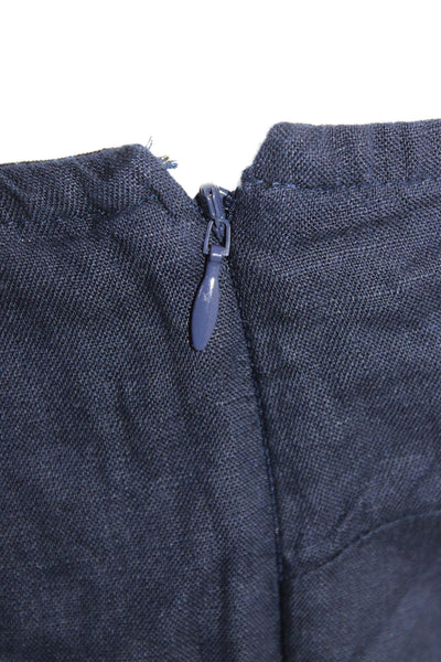 J Crew Women Blue Linen One Shoulder Shift Mini Dress Size XS