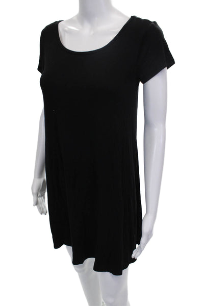 Socialite Womens T-Shirt Dress Black Short Sleeve Rayon Mini Size XS