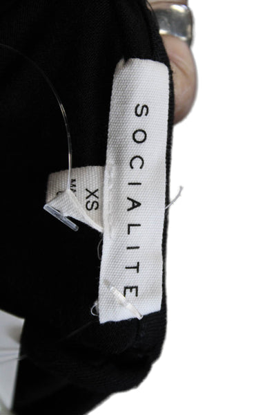 Socialite Womens T-Shirt Dress Black Short Sleeve Rayon Mini Size XS