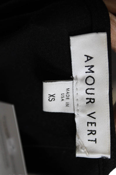 Amour Vert Women Basic T-Shirt Black Boat Neck 3/4 Sleeve Modal Size XS