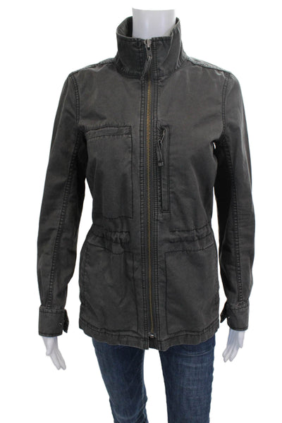 Madewell Womens Military Jacket Gray Cotton Long Sleeve Size S