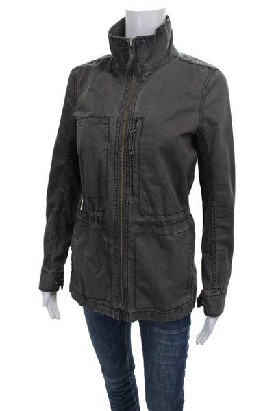 Madewell Womens Military Jacket Gray Cotton Long Sleeve Size S