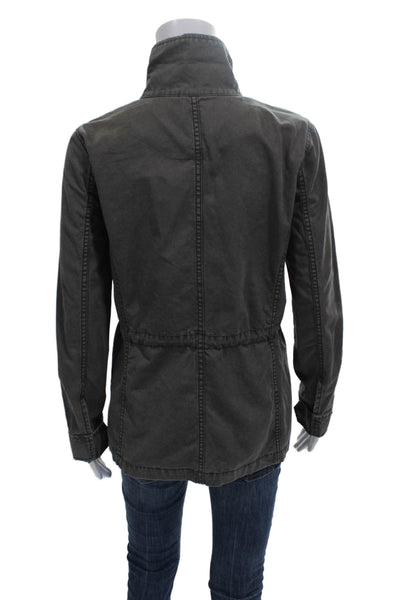 Madewell Womens Military Jacket Gray Cotton Long Sleeve Size S