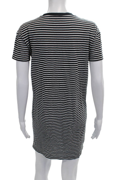 Everlane Women T-Shirt Dress Black Striped Crewneck Mini Size XL