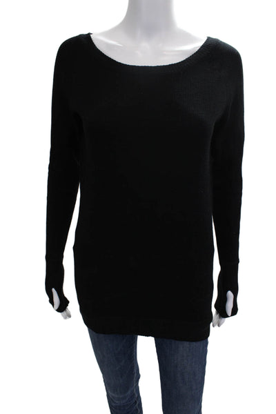Lululemon Women Pullover Black Boat Neck Cotton Long Sleeve Size S