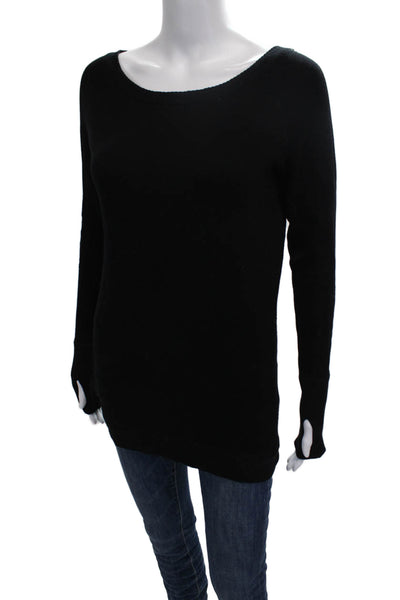 Lululemon Women Pullover Black Boat Neck Cotton Long Sleeve Size S