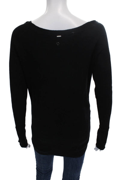 Lululemon Women Pullover Black Boat Neck Cotton Long Sleeve Size S