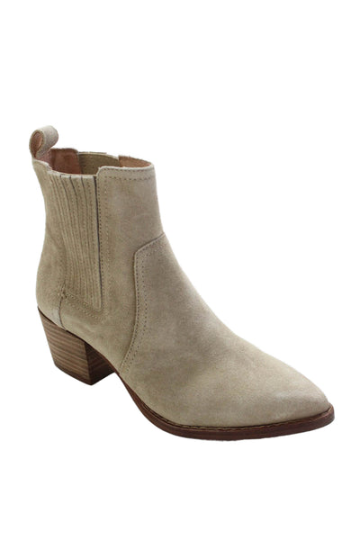 Madewell Womens Suede Pointed Toe Ankle Boots Shoes Beige Size 5.5