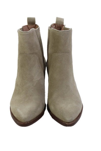 Madewell Womens Suede Pointed Toe Ankle Boots Shoes Beige Size 5.5
