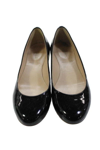 J Crew Womens Shiny Leather Gold Low Heels Pumps Shoes Black Size 5.5
