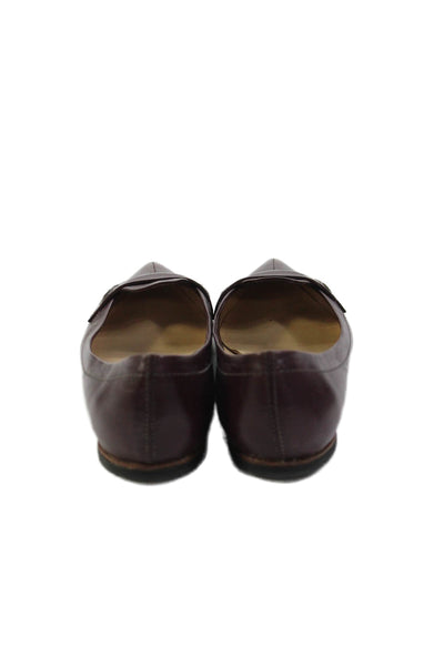 Tods Womens Leather Pointed Toe Slide On Ballet Flats Purple Size 38 8