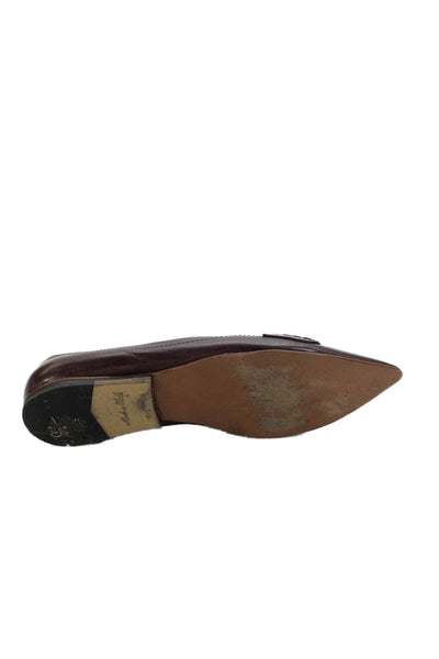 Tods Womens Leather Pointed Toe Slide On Ballet Flats Purple Size 38 8