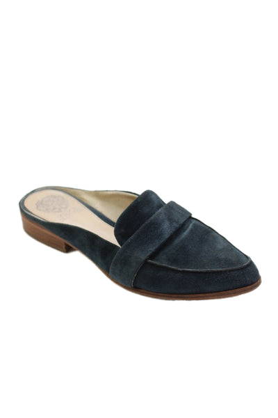 Vince Camuto Womens Suede Slide On Kirstie Mule Loafers Flats Blue Size 8 Medium