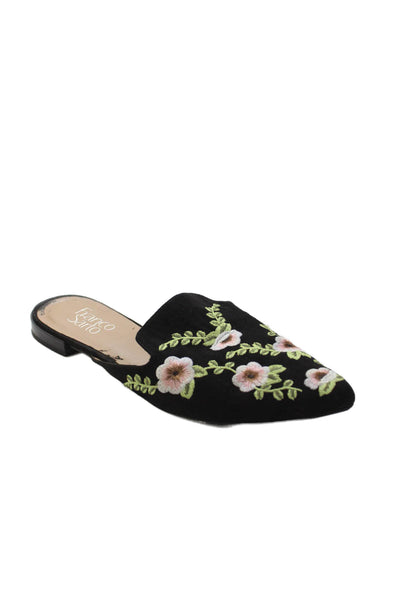 Franco Sarto Womens Floral Embroidered Russo Mule Flats Black Size 8 Medium